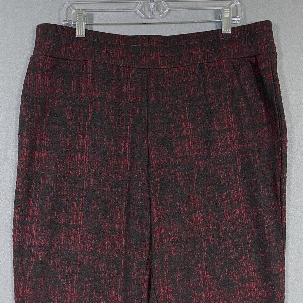 J Jason Wu Artsy Textured Pull On Pants Stretch Waist Size Large L Red Black - Picture 5 of 15